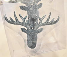 Winter Wonderland Glitter Deer Head Buck Antlers Christmas Tree Ornament New