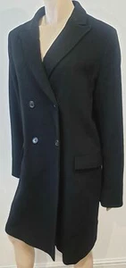 JIL SANDER Wintermantel schwarz Kaschmir zweireihig Kragen V-Ausschnitt Seide gefüttert - Bild 1 von 10