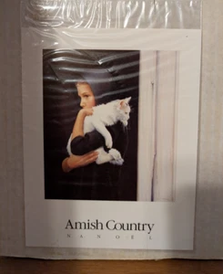 N. A. Noel Amish Country Amish Girl Cat Print 6" x 7 1/2" new unframed - Picture 1 of 3