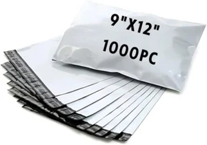 Paquete de 1000 bolsas de correo de polietileno de 9"x12" pulgadas bolsas de envío autoadhesivas impermeables - Imagen 1 de 5