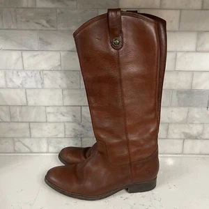 Frye Boots Women 8.5B Tall Brown Leather Equestrian Riding Melissa Button 77167 - Picture 1 of 10