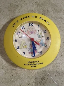 CHILDREN'S BOOK-OF-THE-MONTH CLUB YELLOW WALL CLOCK 7" - Picture 1 of 7