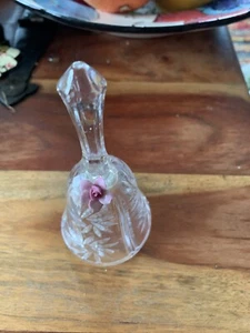Small Floral Glass Bell, Approx 5 Inches Tall. Pre Owned. - Picture 1 of 3