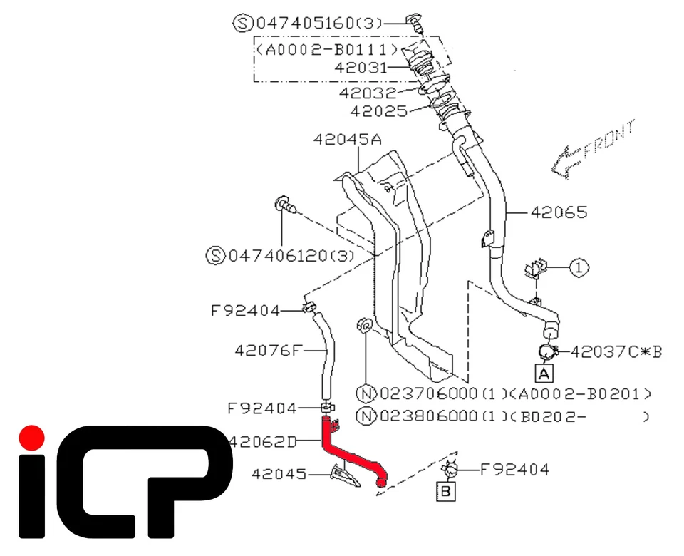 Fuel Filler Neck Lower Vent Pipe Fits: Subaru Impreza 00-07 WRX WR1 STi - Image 1 of 1