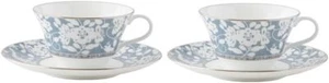 NARUMI Cup & Saucer Milano Bianca Blue Floral Pattern Pair with Box 52536 21800 - Picture 1 of 10