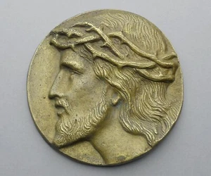 French. Antique Religious Large Medal. Jesus Christ. Crown of Thorns. Plate. - Picture 1 of 6