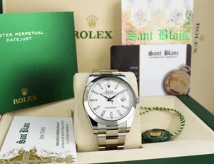 ROLEX Stainless Steel DateJust 41 White Index Oyster Box/Books 126300 SANT BLANC - Picture 1 of 8