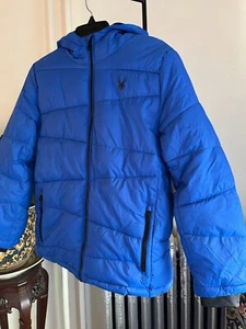 Spyder Jungen Größe L Royal Hoodie mit durchgehendem Reißverschluss wasserdichte Pufferjacke $ 149 neu mit Etikett - Bild 1 von 5