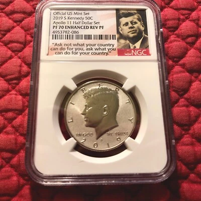 2019s  KENNEDY  APOLLO NGC PR70 APOLLO 11 ENHANCED Reverse. - Image 1 of 2