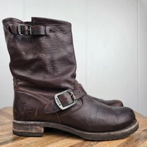 FRYE Veronica corta FIBBIA IN PELLE MORBIDA MOTO BIKER MARRONE SCURO donna 7,5 B - Foto 1 di 12