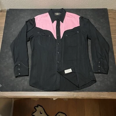 RRL Western Pearl Snap Shirt Ralph Lauren Double Pink Black Rockabilly 50s Polo - Image 1 of 4