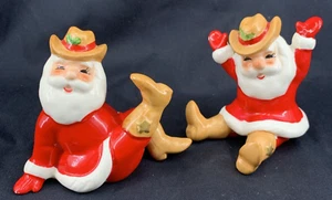 Norcrest Cowboy Weihnachtsmann Figuren Sheriff 2er Set Porzellan ausdrucksstark skurril - Bild 1 von 11