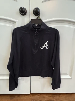 Women's Atlanta Braves Quarter-Zip Long Sleeve Pullover - Large - NWT - Image 1 of 2