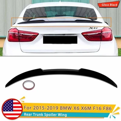 For 2015-2019 BMW X6 X6M F16 F86 M4 Style Rear Trunk Spoiler Wing Gloss Black Foto 1 de 4