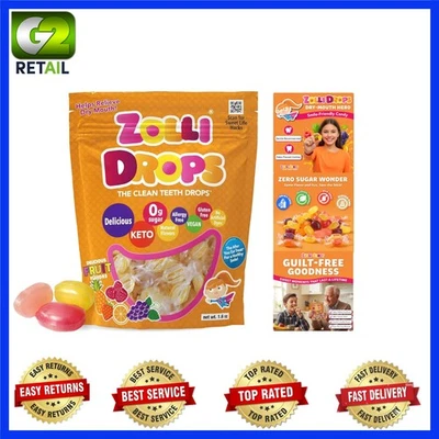 Zolli Drops Caramelo Sin Azúcar: Aprobado por Dentista, Ceto y Apto para Diabéticos, 1.6oz Foto 1 de 4