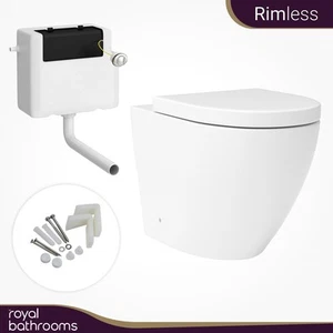 Comfort Height Back to Wall Toilet BTW Pan Rimless, Soft Close Seat & Cistern - Picture 1 of 13