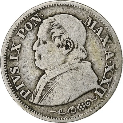 [#1116278] ITALIAN STATES, PAPAL STATES, Pius IX, 10 Soldi, 1868 XXIII, Rome, VF - Image 1 of 2