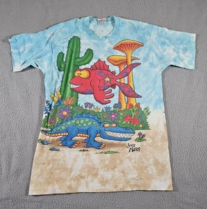 Vintage Liquid Blue Joey Mars AOP Shirt Mens Large Tie Dye Dinosaur Graphic 90s - Picture 1 of 11