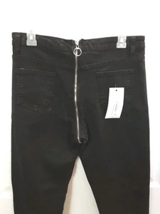 Jeans donna zip posteriore nero denim elasticizzato skinny XL 31 X 31 nuovo con etichette designer - Foto 1 di 9