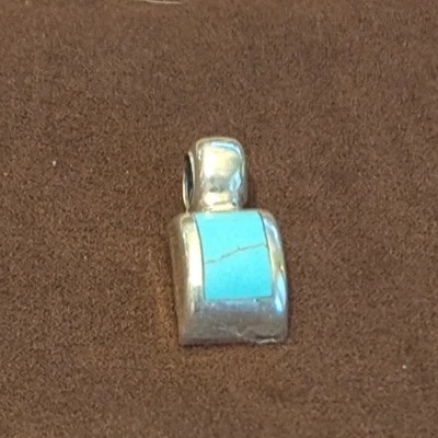 Sterling Silver & Turquoise  Pendant     925 ATI Mexico - Image 1 of 4