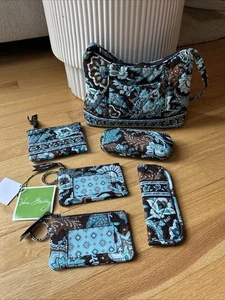 Juego de 6 piezas Vera Bradley Java azul: monedero, joyas, monedas, estuches para gafas - Imagen 1 de 17