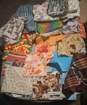 Lot # 8 Cotton Scraps Various Sizes Designs - Image 1 of 4