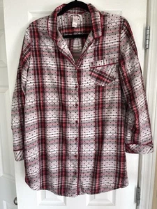 Victorias Secret Sleepwear nightgown pajamas MediumPlaid Long Sleeve Preowned - Picture 1 of 6
