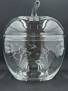 Princess House Etched Glass Apple Jar - Picture 1 of 3