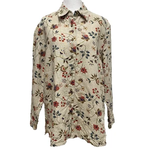VTG Talbots 100% Irish Linen Sz S Floral Long Sleeve Button Up Beach Classic - Picture 1 of 10