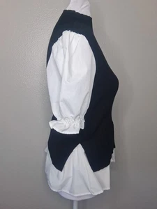 Alice Blue Damen Top schwarz/weiß Sweatshirt Elasthan Rundhalsausschnitt Business Freizeit M  - Bild 1 von 14