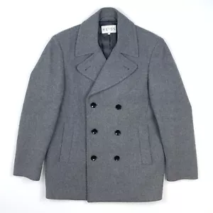 Reiss Pea Coat Large XL Men Wool Grey Double Breasted Jacket Elegant Overcoat - Picture 1 of 18