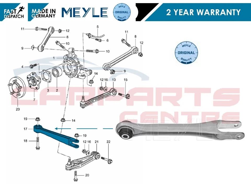 PARA PORSCHE 911 996 BOXSTER 986 DELANTERO O TRASERO MEYLE CONTROL HORQUILLA BRAZO HORQUILLA Foto 1 de 1