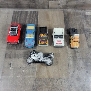 Lot of 6 MIsc Cars Trucks Jeep Motorcycle Toy Vehicle Diecast Plastic Larger - Picture 1 of 6