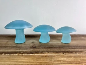 Wikinger blau opalisierend satiniert Glas Pilz Set von Mosser (3er Set) limitierte Auflage - Bild 1 von 8