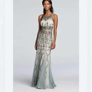 Adrianna Papell All Beaded Beautiful Slate Dress. Size: 8 - Picture 1 of 12