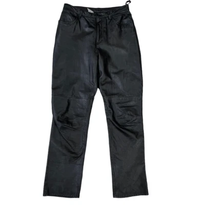 Pantalones Jones New York Sport Vintage Cuero Negro Tiro Alto Pierna Recta Talla 6 Foto 1 de 4