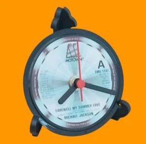 MICHAEL JACKSON CLOCK Desk Side Table Upcycled MOTOWN Vinyl Record Hit Singe 4". - Picture 1 of 14