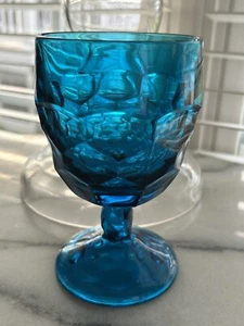 Vintage MCM Bluenique Wikinger Blau Wein Wasser Glas Kelch Stielglas - Bild 1 von 1