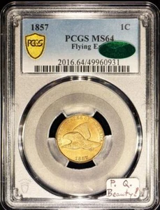 1857 Flying Eagle Cent PCGS & CAC MS-64; Premium Quality Beauty! - Picture 1 of 5