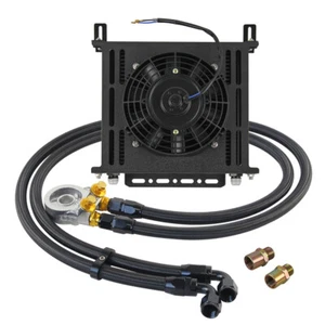 Universal 34 Reihen AN10 Ölkühler 80°C Thermostat Adapter + 7'' Elektrolüfter - Picture 1 of 9