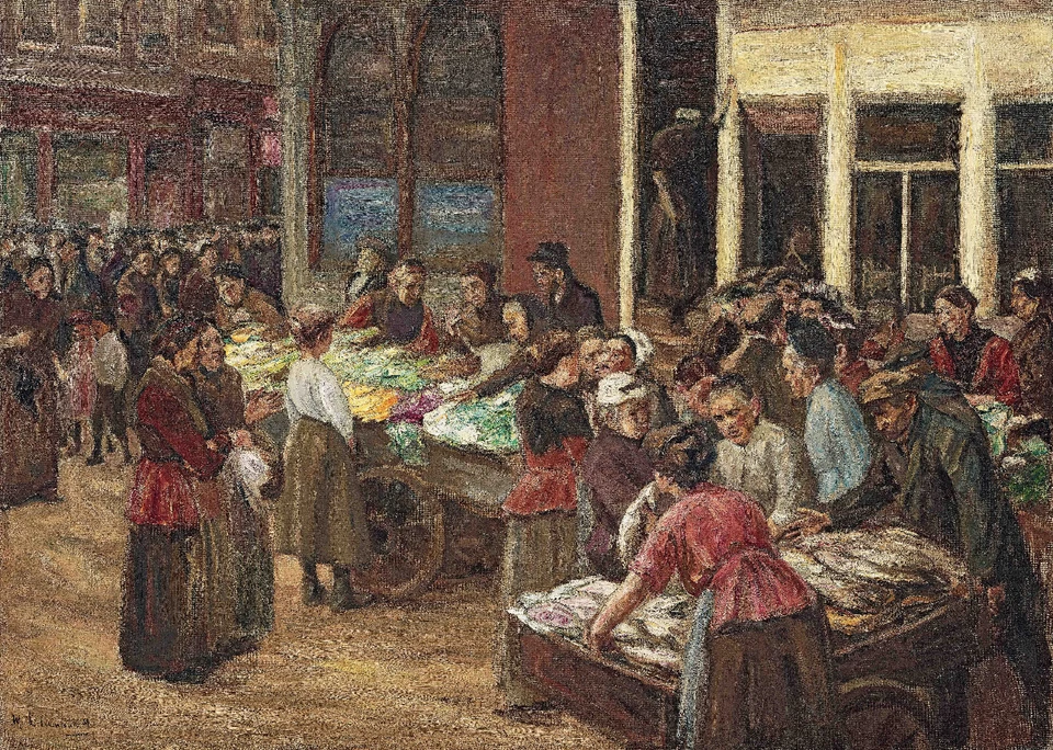 Impresión artística firmada por Max Liebermann - Judengasse in Amsterdam (1909) -17" x 22" Foto 1 de 1