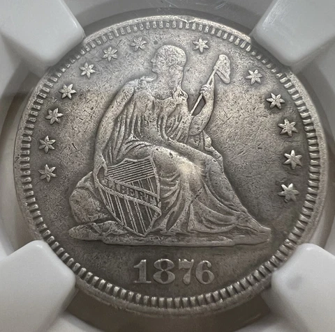 1876 seated liberty quarter XF Details 25C NGC Cover