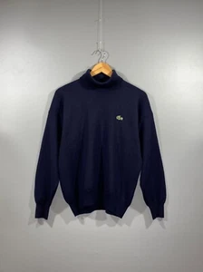 Maglione LACOSTE CHEMISE VINTAGE uomo lana made in France blu logo collo alto 5/L - Foto 1 di 12