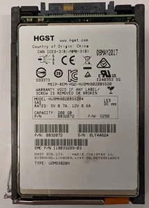 EMC 118033289-01 0B32072 HGST 200GB SSD SAS 2.5″ 12Gbps HUSMH8020BSS204 - Photo 1/3