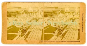 Chicago IL-JOHN BULL TRAIN AT STATION - EXPOSICIÓN COLOMBIANA - Kilburn Stereoview - Imagen 1 de 2