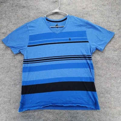 Volcom Shirt Mens XL Extra Large Short Sleeve Blue Striped - Image 1 of 4