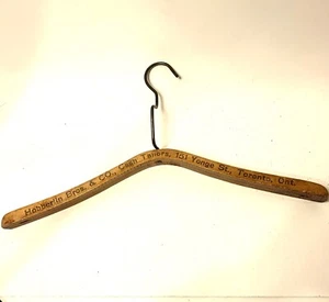 Vintage Wooden Coat Hanger with Advertising - Hobberlin Bros Toronto Mid Century - Picture 1 of 10