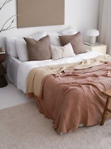 Oversize King Muslin Coverlet Cotton Bedspread Queen Size Bedding Set Pillowcase