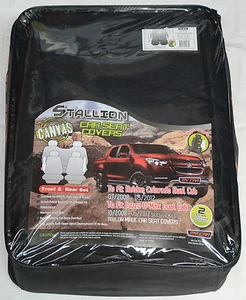 BLACK FULL CAR PACK POLY CANVAS SEAT COVER PACK FOR HOLDEN RC COLORADO 08-12 - Picture 1 of 3