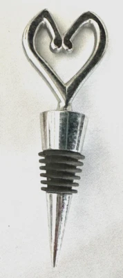 "Tapón de botella de vino de repuesto de corcho de colección metal en forma de corazón y goma acanalada 5""" Foto 1 de 4